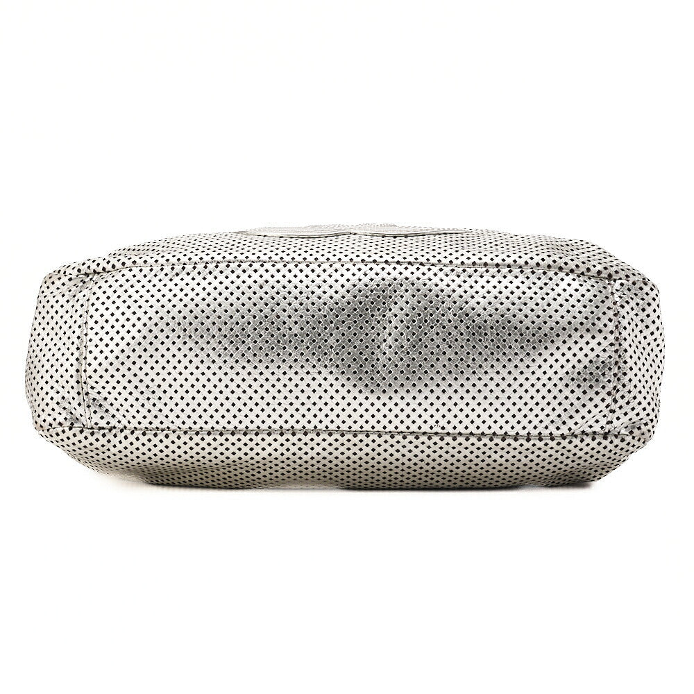 CHANEL Cocomark Perforated 2-way Chain Shoulder Bag Leather Silver-Tone Hardware, Pre-Owned