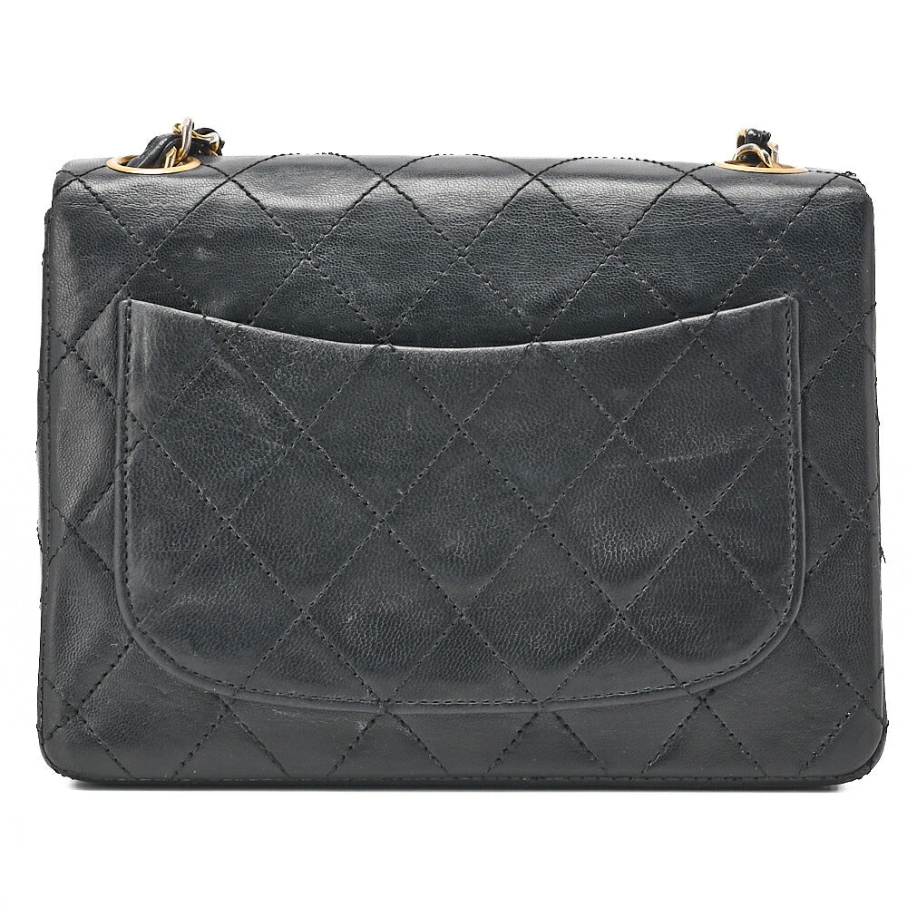 CHANEL Chain Shoulder Bag Mini Matelasse Turnlock Lambskin Black Single Flap Gold-Tone Hardware, Pre-Owned