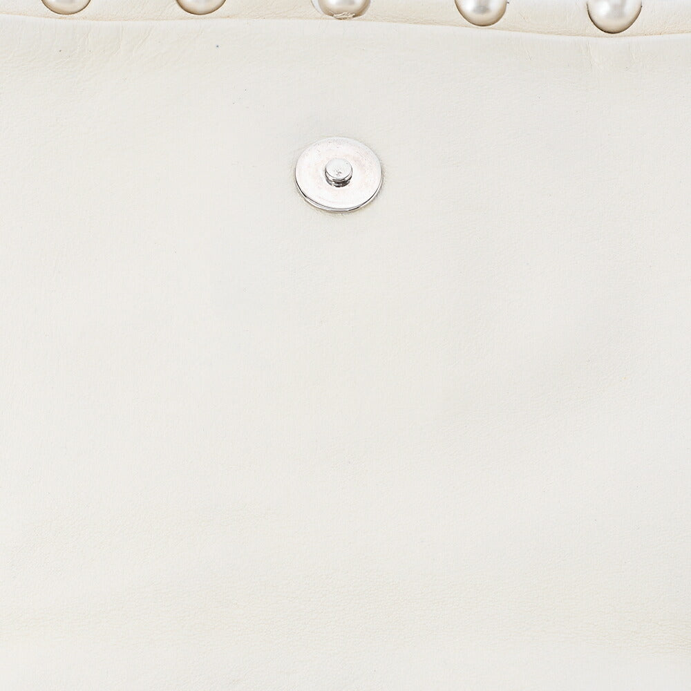 CHANEL Chanel Leather Coco Mark Faux Pearl Single Full Flap Chain Shoulder White Silver-Tone Hardware, Pre-Owned