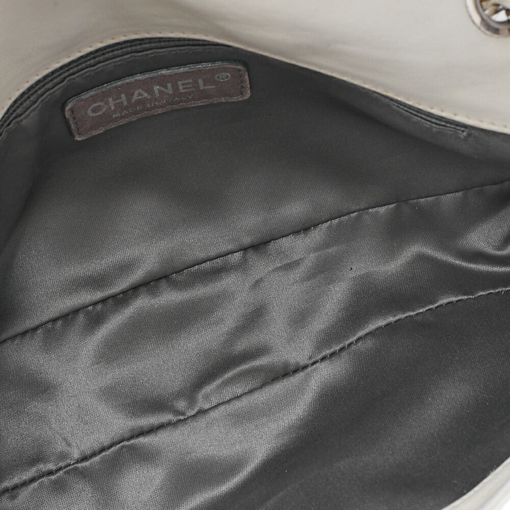 CHANEL Chanel Leather Coco Mark Faux Pearl Single Full Flap Chain Shoulder White Silver-Tone Hardware, Pre-Owned