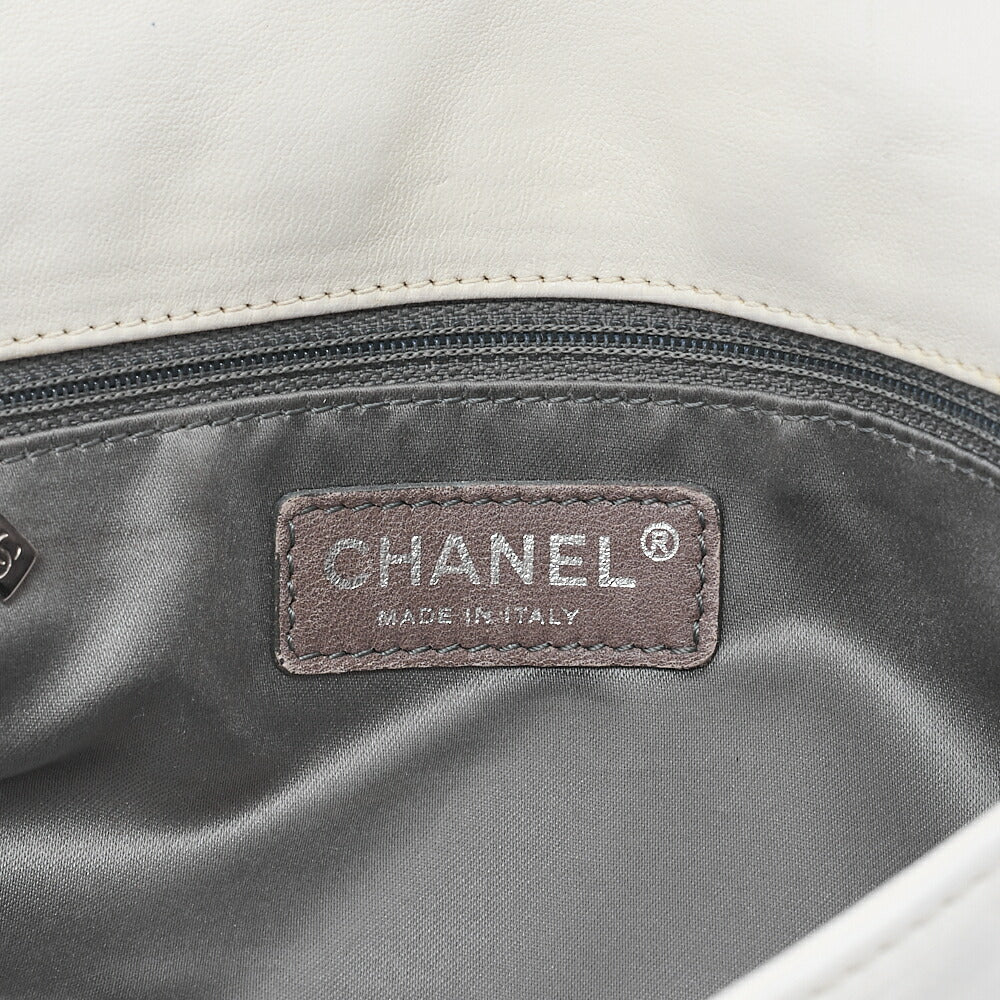 CHANEL Chanel Leather Coco Mark Faux Pearl Single Full Flap Chain Shoulder White Silver-Tone Hardware, Pre-Owned