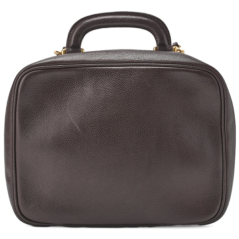 CHANEL Shoulder Bag Coco Mark Vanity 2way Caviar Skin Brown Gold-Tone Hardware, Pre-Owned