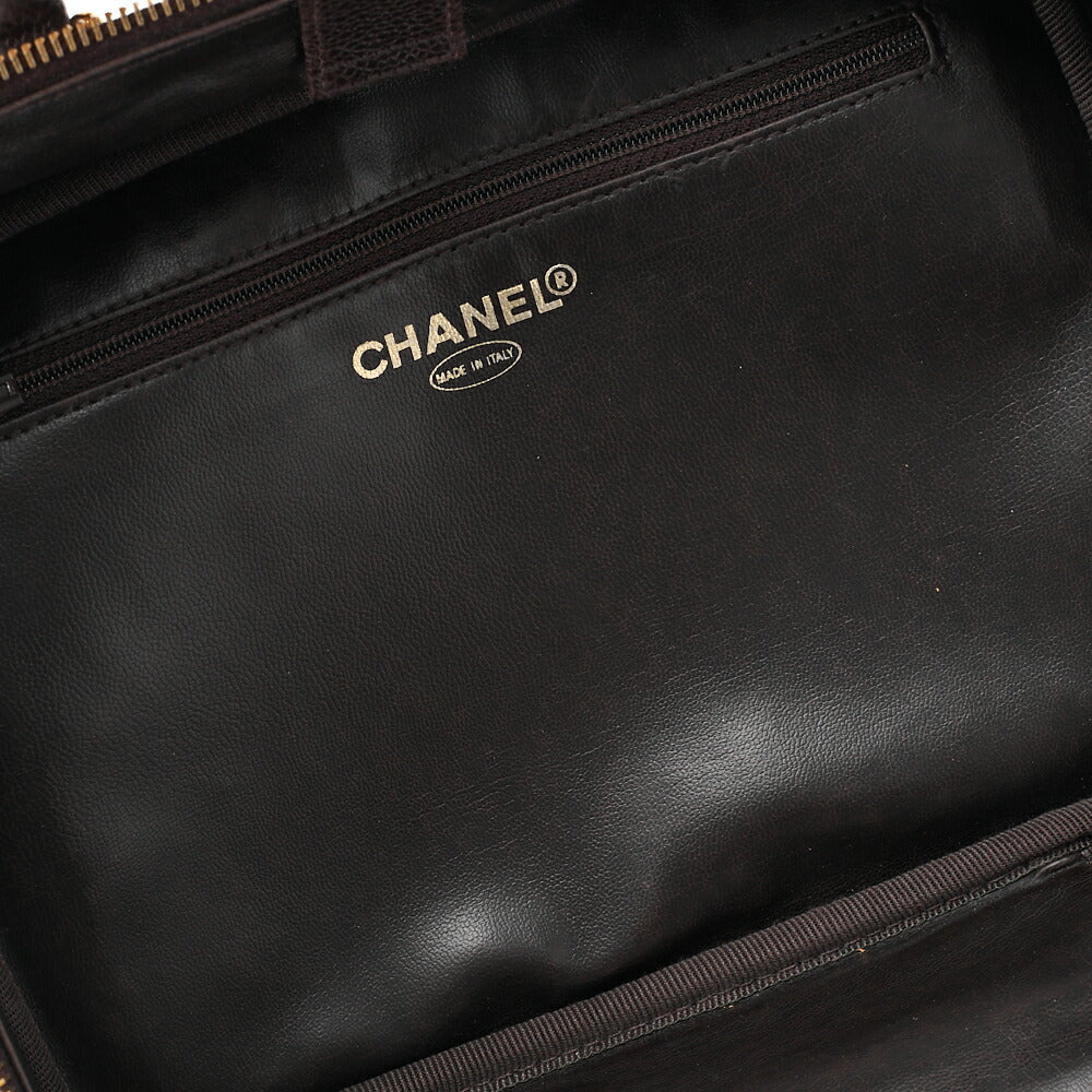 CHANEL Shoulder Bag Coco Mark Vanity 2way Caviar Skin Brown Gold-Tone Hardware, Pre-Owned