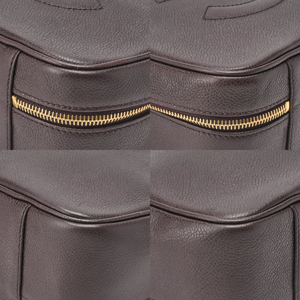 CHANEL Shoulder Bag Coco Mark Vanity 2way Caviar Skin Brown Gold-Tone Hardware, Pre-Owned