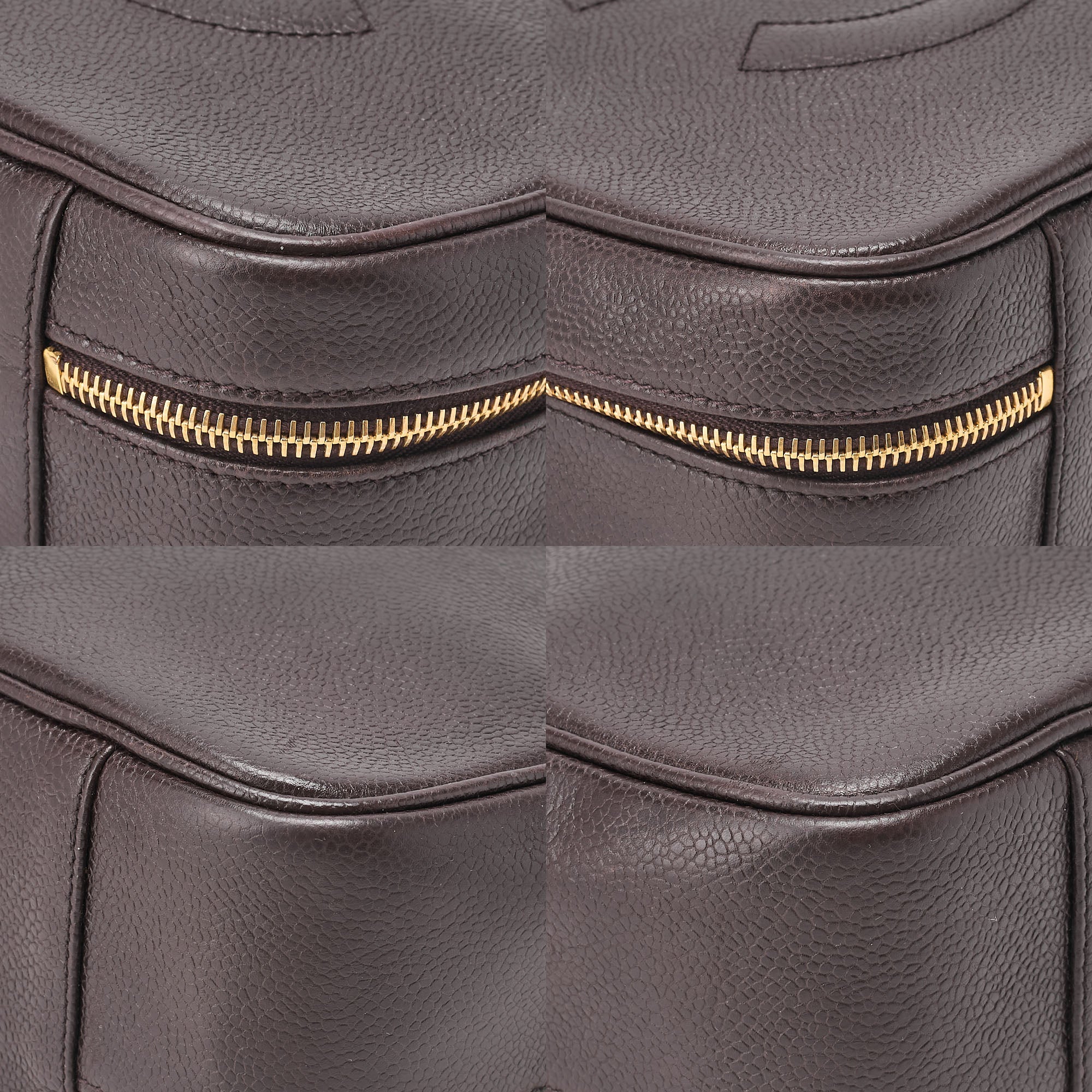 CHANEL Shoulder Bag Coco Mark Vanity 2way Caviar Skin Brown Gold-Tone Hardware, Pre-Owned