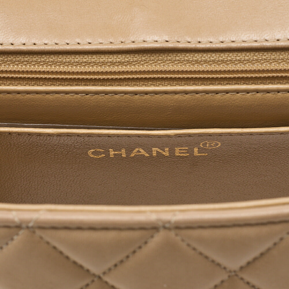 CHANEL Handbag Matelasse Biju Coco Mark Single Lambskin Beige Gold-Tone Hardware, Pre-Owned