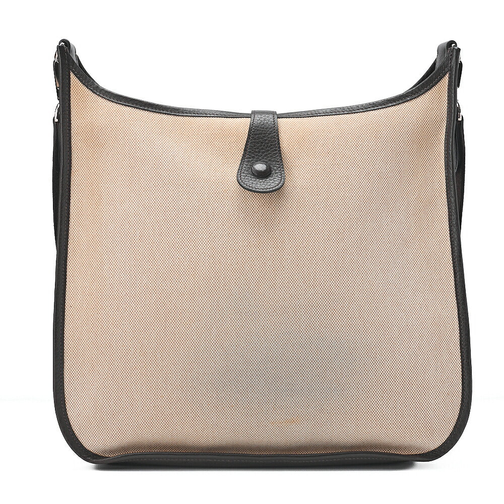 HERMES Evelyn GM 1 Anne Shoulder Bag Toir Sue x Calf Natural x Brown Silver-Tone Hardware, Pre-Owned