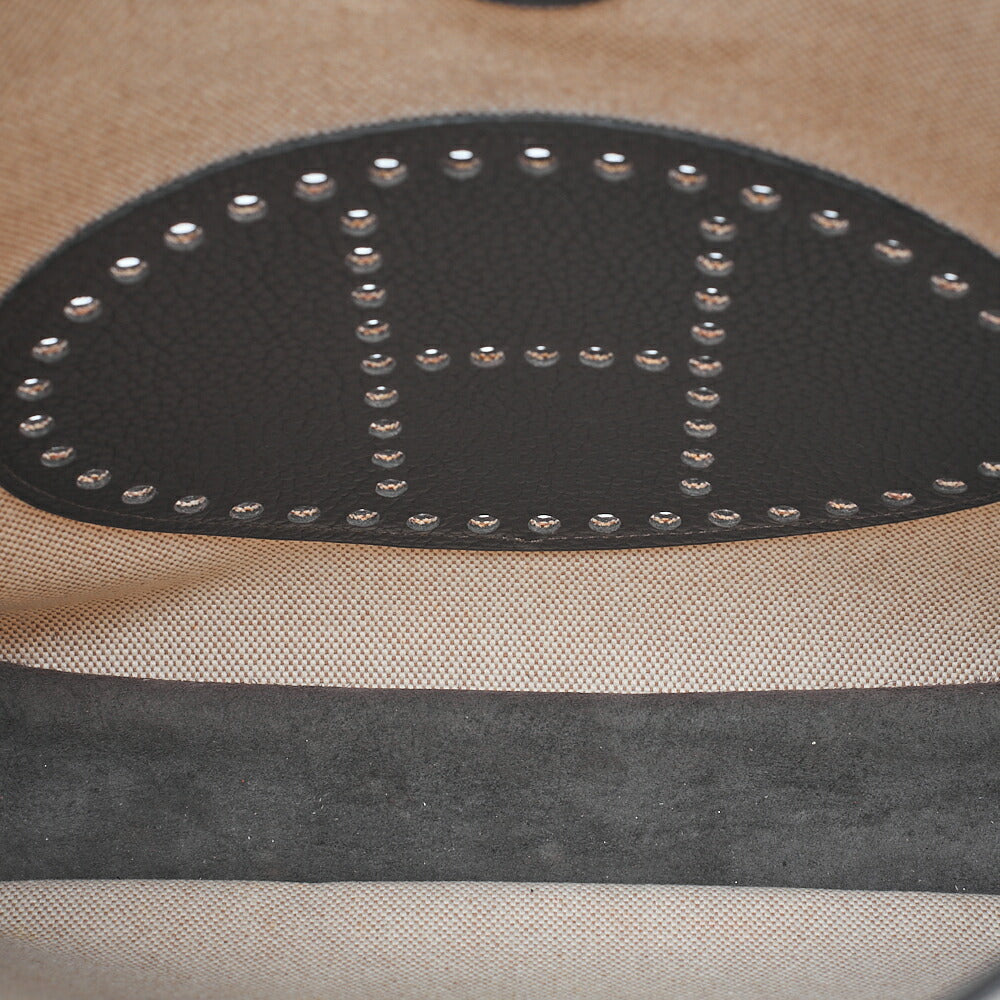 HERMES Evelyn GM 1 Anne Shoulder Bag Toir Sue x Calf Natural x Brown Silver-Tone Hardware, Pre-Owned