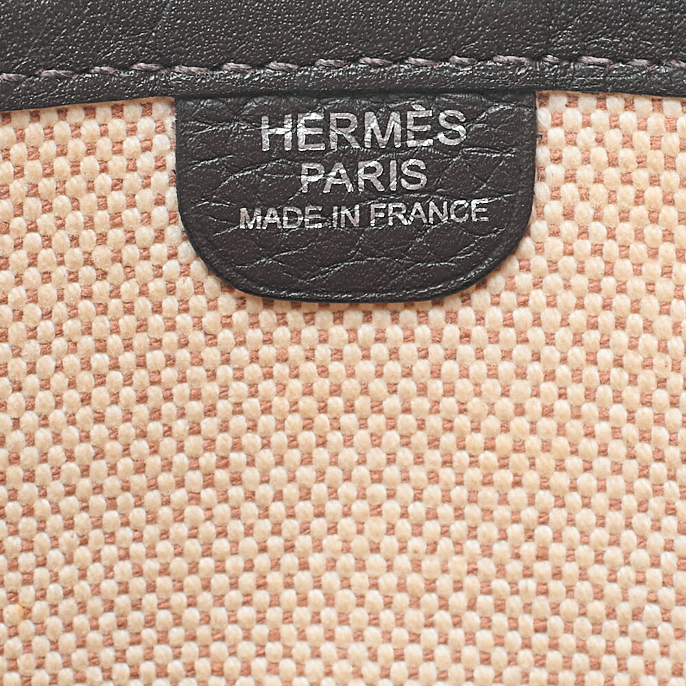 HERMES Evelyn GM 1 Anne Shoulder Bag Toir Sue x Calf Natural x Brown Silver-Tone Hardware, Pre-Owned