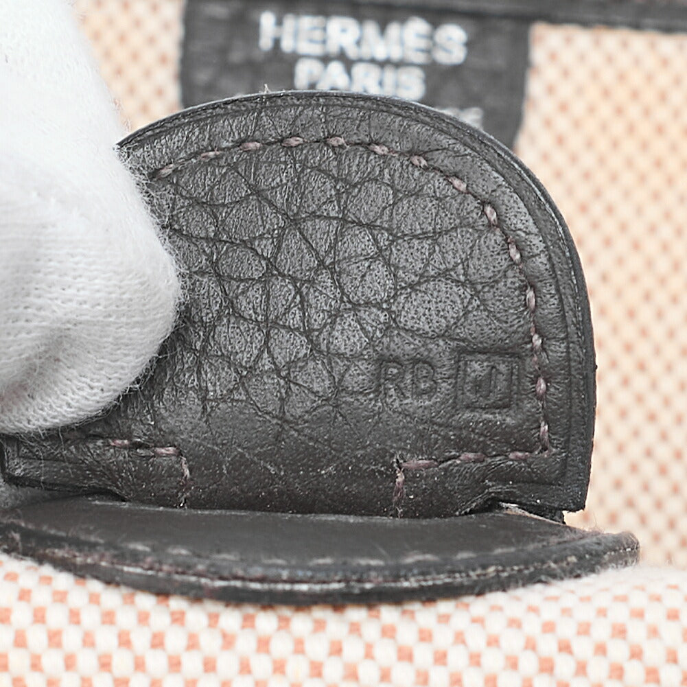 HERMES Evelyn GM 1 Anne Shoulder Bag Toir Sue x Calf Natural x Brown Silver-Tone Hardware, Pre-Owned