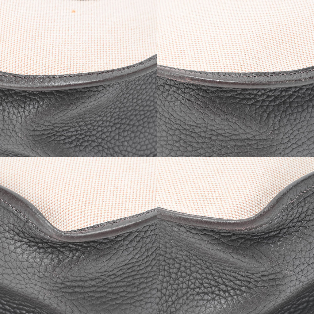 HERMES Evelyn GM 1 Anne Shoulder Bag Toir Sue x Calf Natural x Brown Silver-Tone Hardware, Pre-Owned