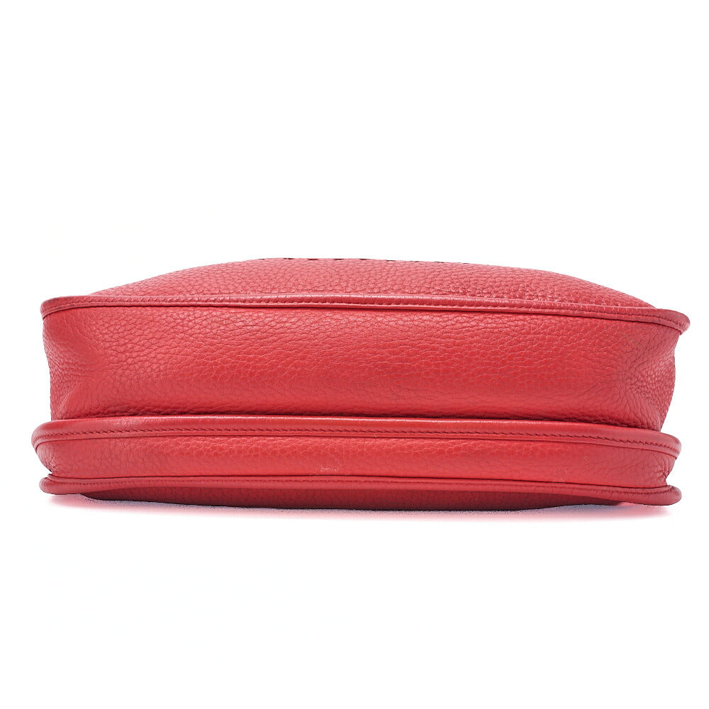 HERMES Evelyn PM 3 Trois Trois Tryon Cl?mence Shoulder Bag Rouge Silver-Tone Hardware, Pre-Owned