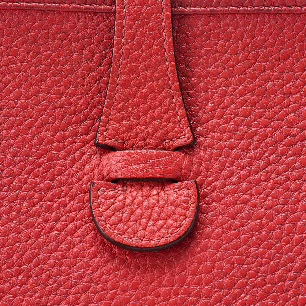 HERMES Evelyn PM 3 Trois Trois Tryon Cl?mence Shoulder Bag Rouge Silver-Tone Hardware, Pre-Owned