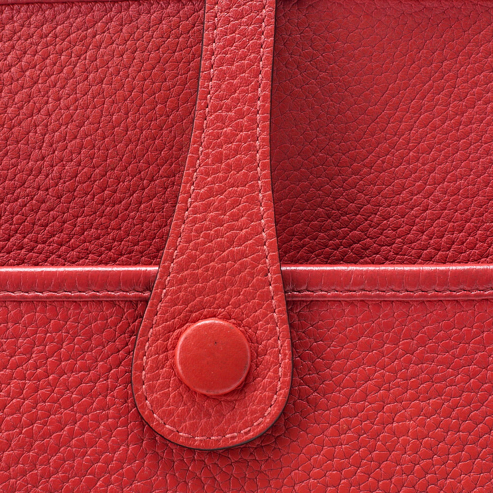 HERMES Evelyn PM 3 Trois Trois Tryon Cl?mence Shoulder Bag Rouge Silver-Tone Hardware, Pre-Owned