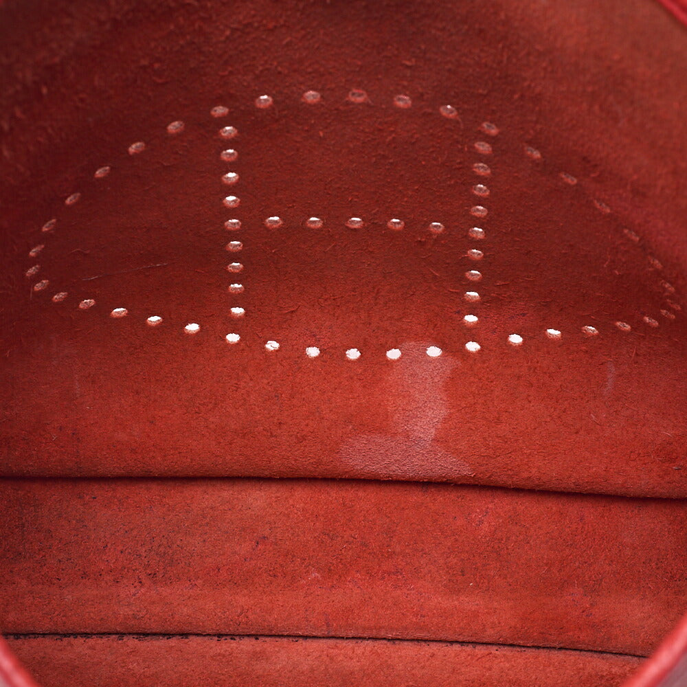 HERMES Evelyn PM 3 Trois Trois Tryon Cl?mence Shoulder Bag Rouge Silver-Tone Hardware, Pre-Owned