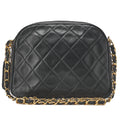 CHANEL Lambskin Matelasse Half Moon Logo Charm Chain Shoulder Black Gold-Tone Hardware, Pre-Owned