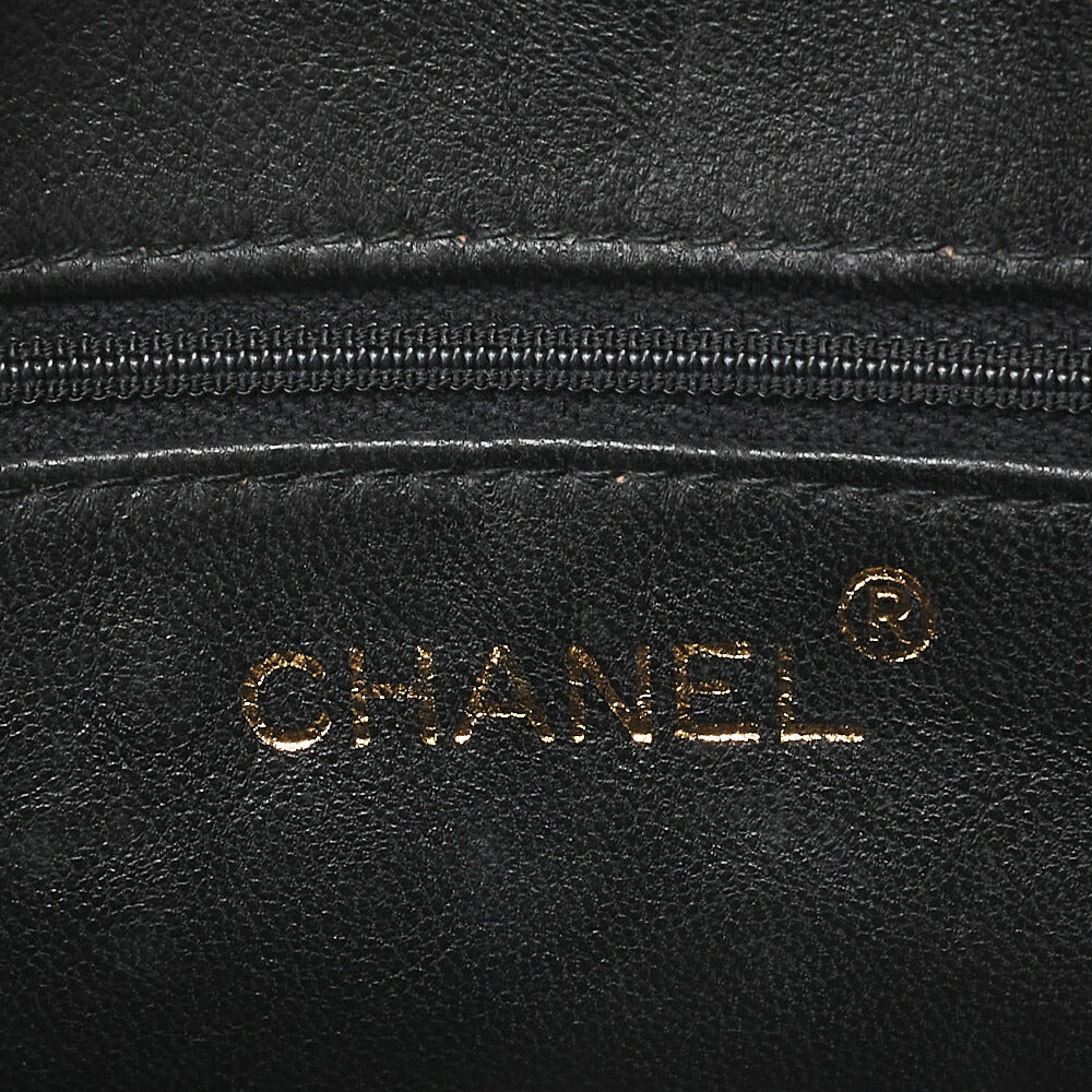 CHANEL Lambskin Matelasse Half Moon Logo Charm Chain Shoulder Black Gold-Tone Hardware, Pre-Owned