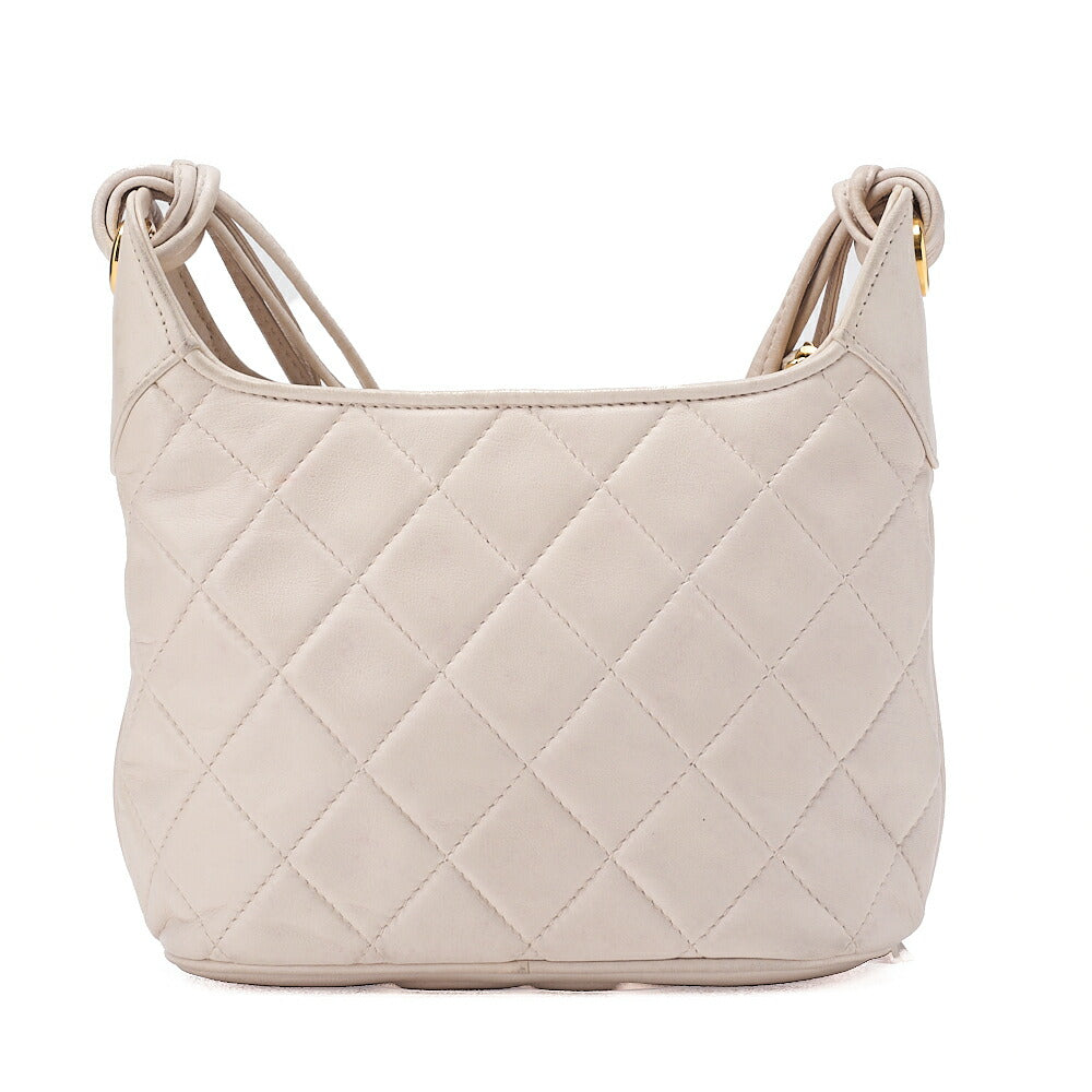 CHANEL Matelasse Coco Mark with Fringe Chain Shoulder Lambskin Ivory Gold-Tone Hardware, Pre-Owned