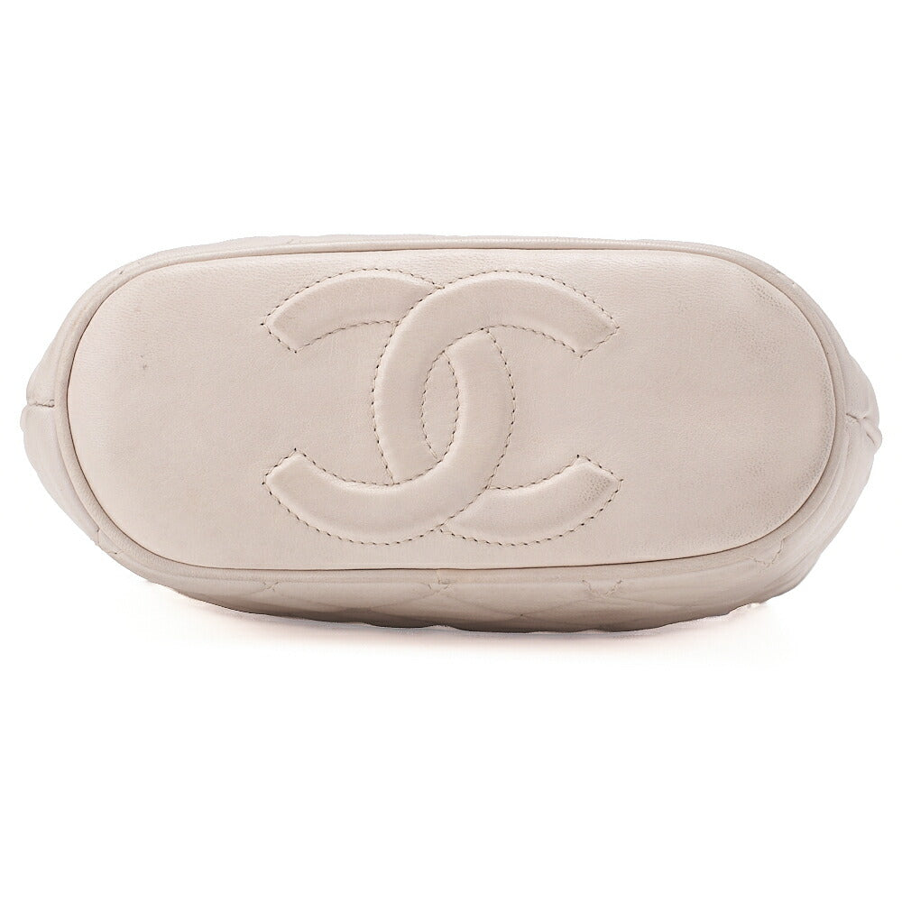 CHANEL Matelasse Coco Mark with Fringe Chain Shoulder Lambskin Ivory Gold-Tone Hardware, Pre-Owned