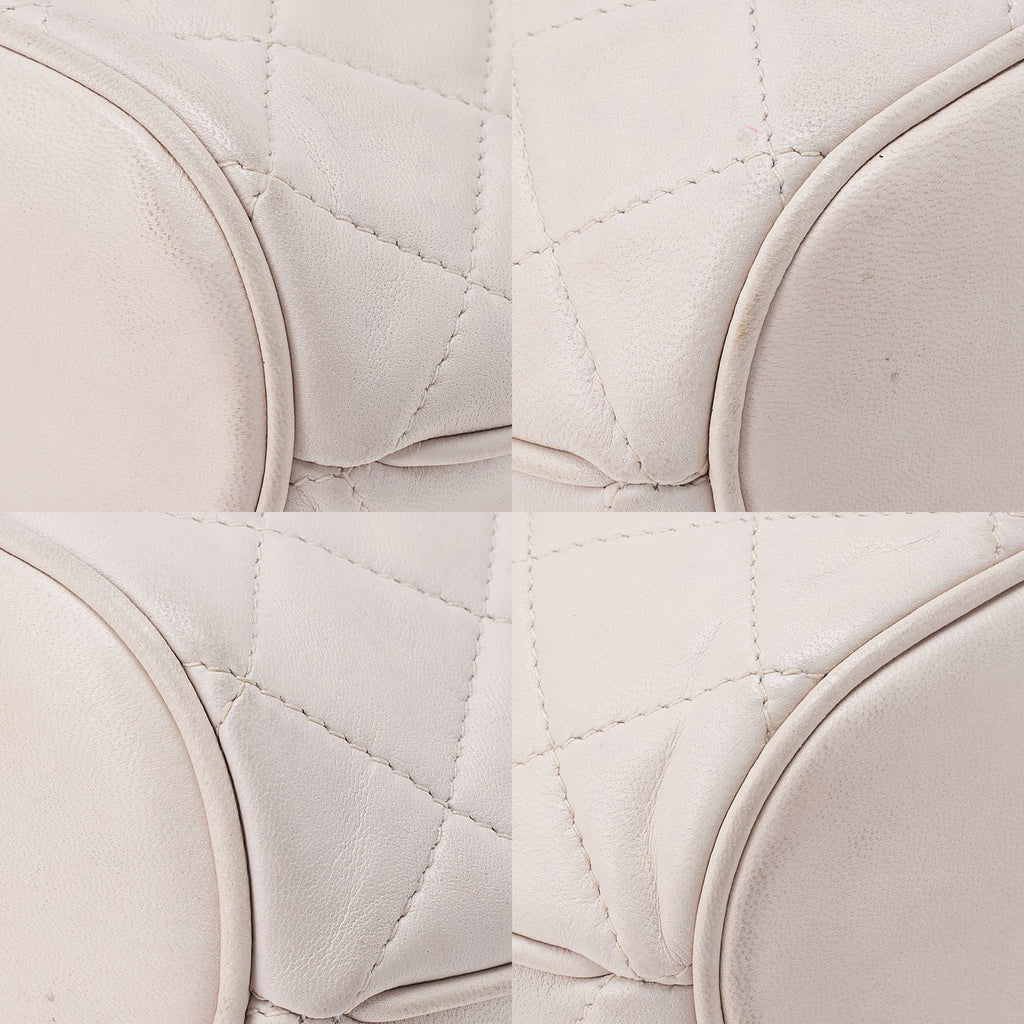 CHANEL Matelasse Coco Mark with Fringe Chain Shoulder Lambskin Ivory Gold-Tone Hardware, Pre-Owned
