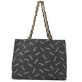 CHANEL Tote Bag Matelasse Logo Pattern Canvas Black Gold -Tone Hardware, Pre-Owned