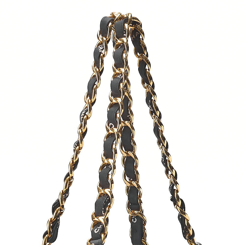 CHANEL Tote Bag Matelasse Logo Pattern Canvas Black Gold -Tone Hardware, Pre-Owned