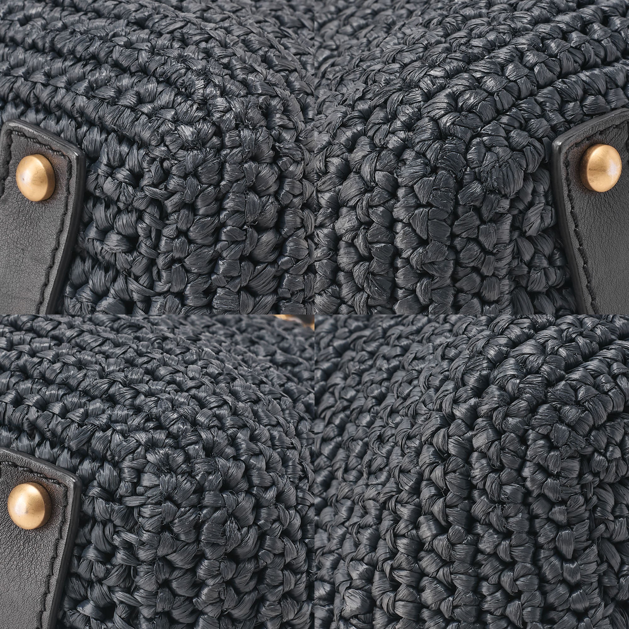 CHANEL Coco Mark Raffia x Leather Chain Tote Bag Turnlock Black Gold-Tone Hardware, Pre-Owned
