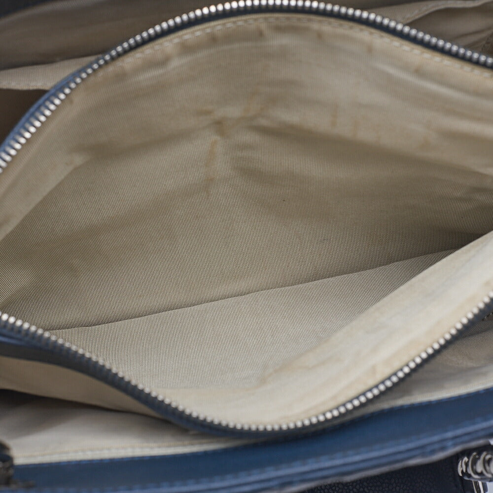 CHANEL Shoulder Bag Tote Bag Matelasse Caviar Skin Cocomark GST Double Chain Tote Navy Silver-Tone Hardware, Pre-Owned