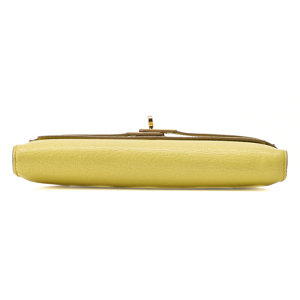 HERMES Kelly Wallet Chevre 2-Fold Long Wallet Yellow Gold-Tone Hardware, Pre-Owned