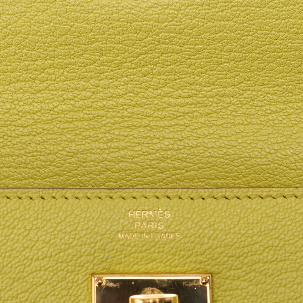 HERMES Kelly Wallet Chevre 2-Fold Long Wallet Yellow Gold-Tone Hardware, Pre-Owned
