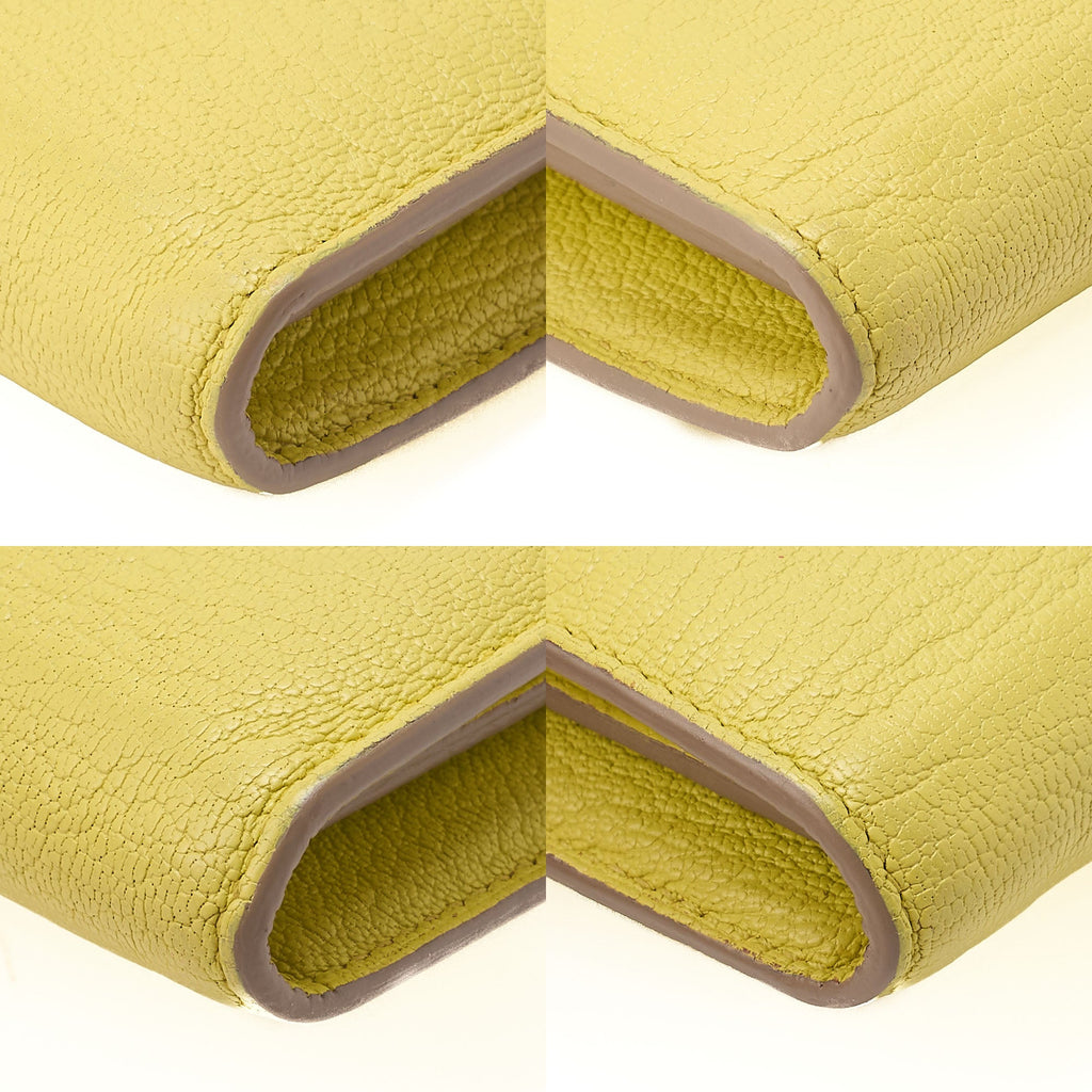 HERMES Kelly Wallet Chevre 2-Fold Long Wallet Yellow Gold-Tone Hardware, Pre-Owned