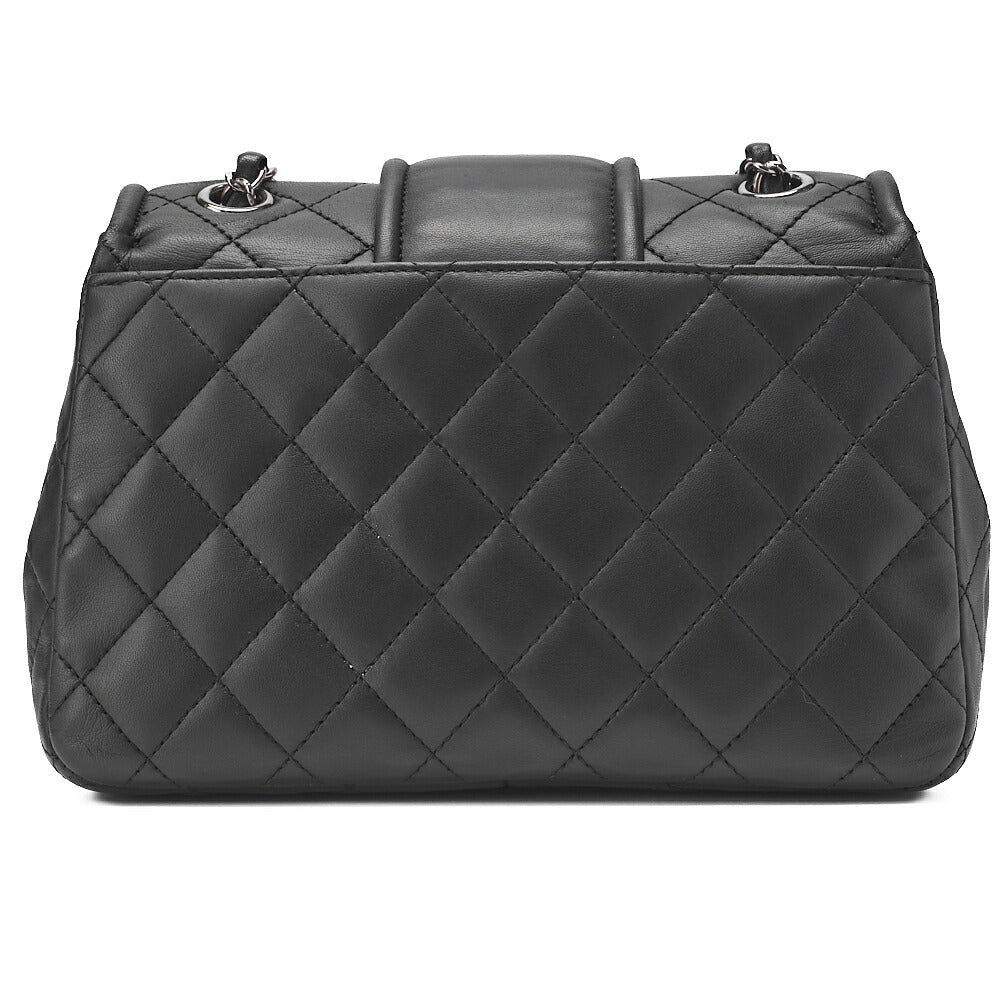 CHANEL Lambskin Matelasse Coco Mark Single Chain Shoulder Black Silver-Tone Hardware, Pre-Owned