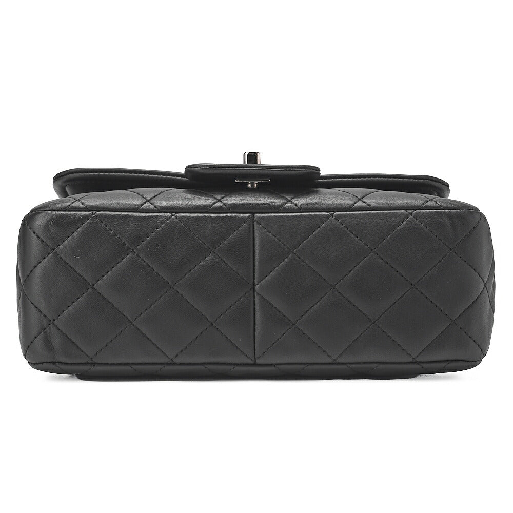 CHANEL Lambskin Matelasse Coco Mark Single Chain Shoulder Black Silver-Tone Hardware, Pre-Owned