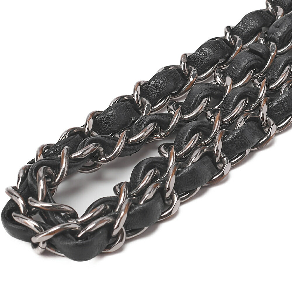 CHANEL Lambskin Matelasse Coco Mark Single Chain Shoulder Black Silver-Tone Hardware, Pre-Owned