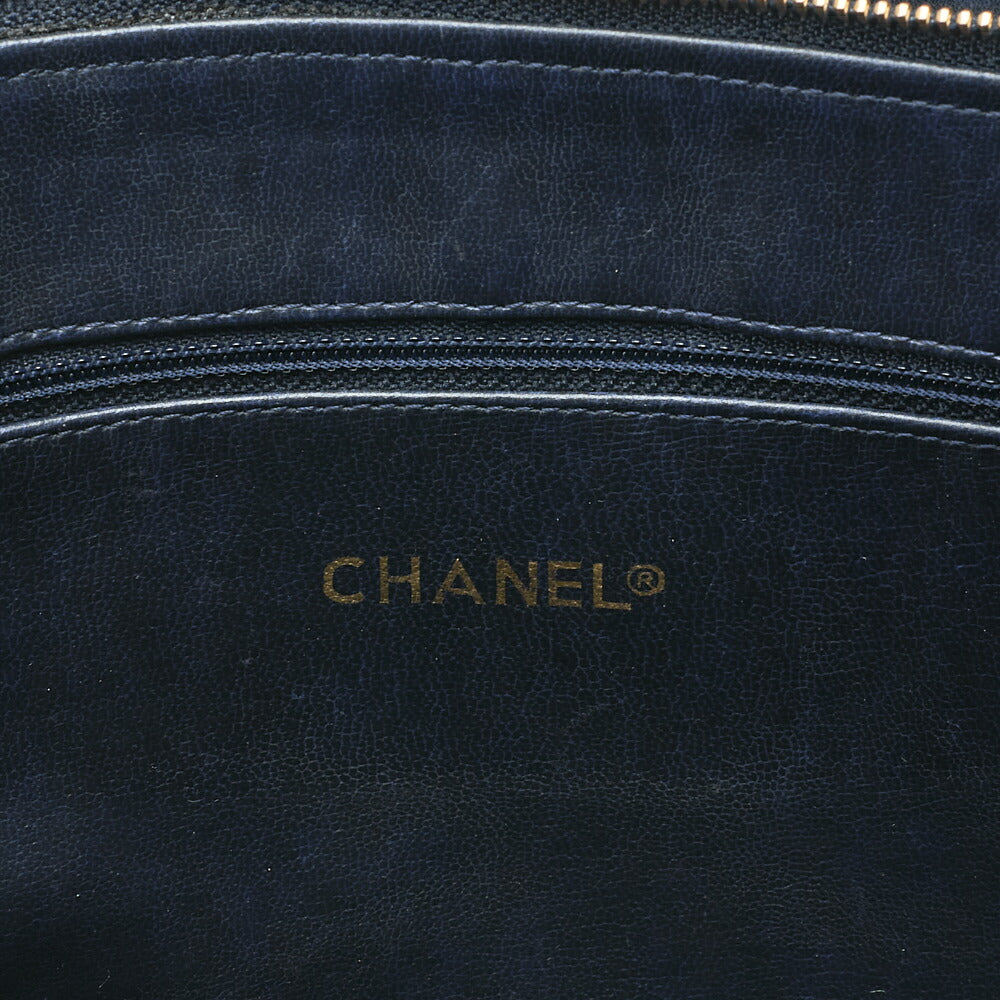 CHANEL Lambskin Matelasse Coco Charm Chain Tote Navy x White Gold-Tone Hardware, Pre-Owned