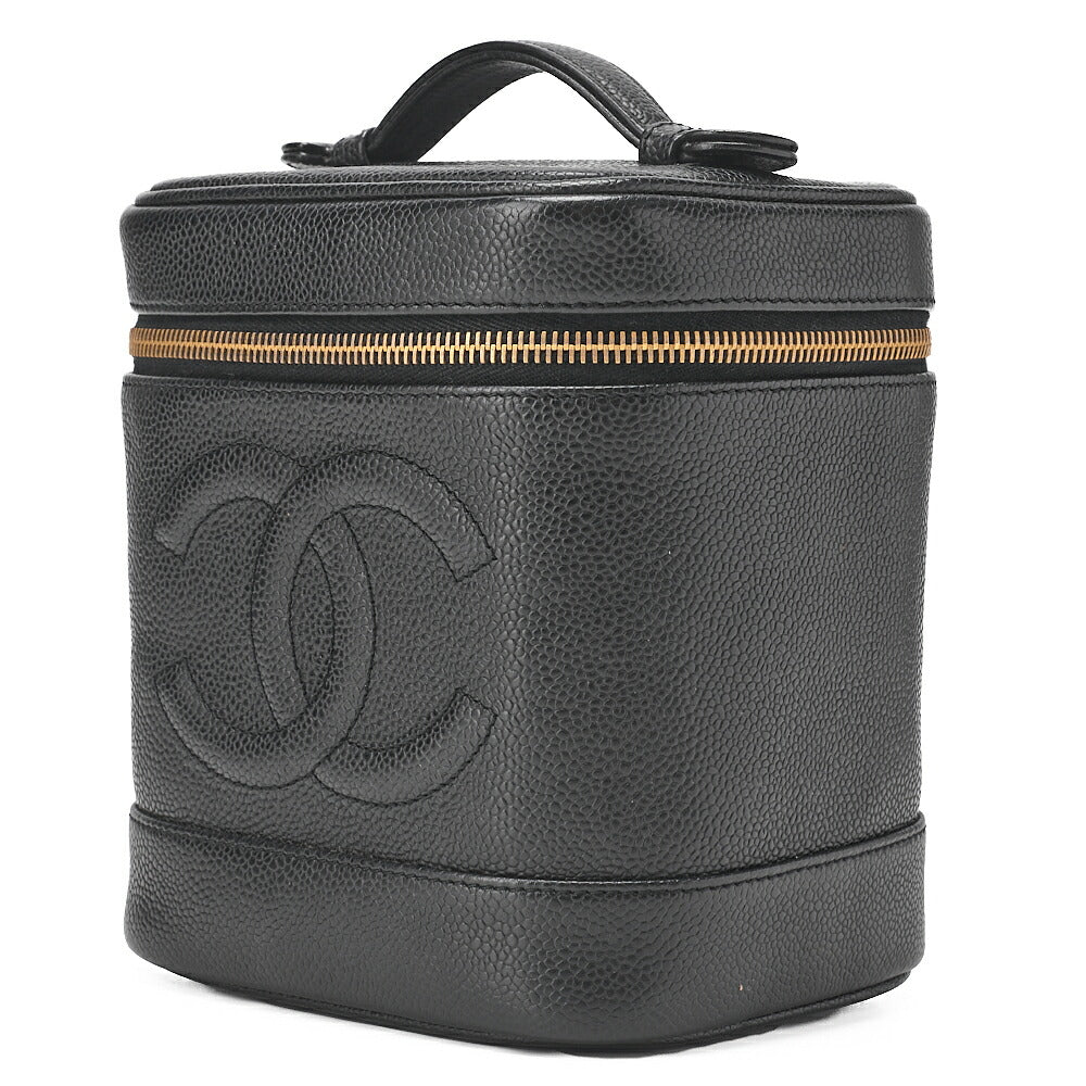 CHANEL Cocomark Vanity Handbag Caviar Skin Black Gold-Tone Hardware, Pre-Owned