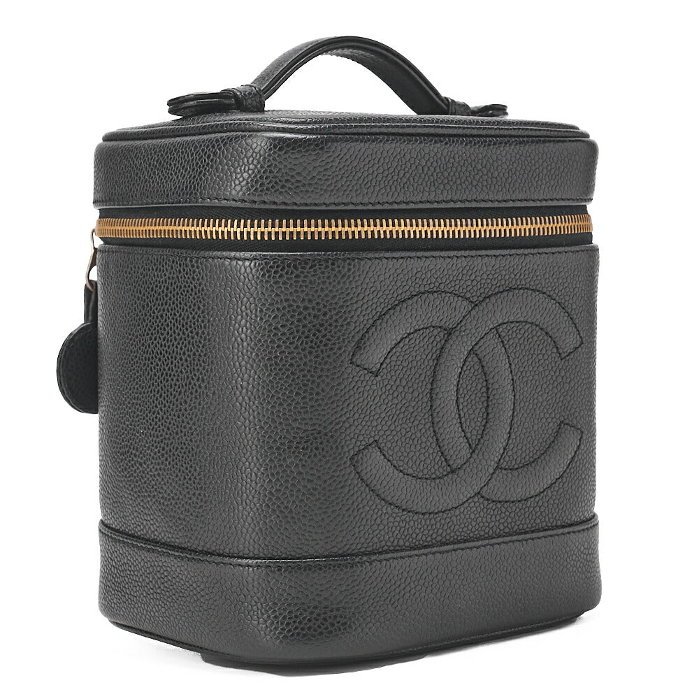 CHANEL Cocomark Vanity Handbag Caviar Skin Black Gold-Tone Hardware, Pre-Owned