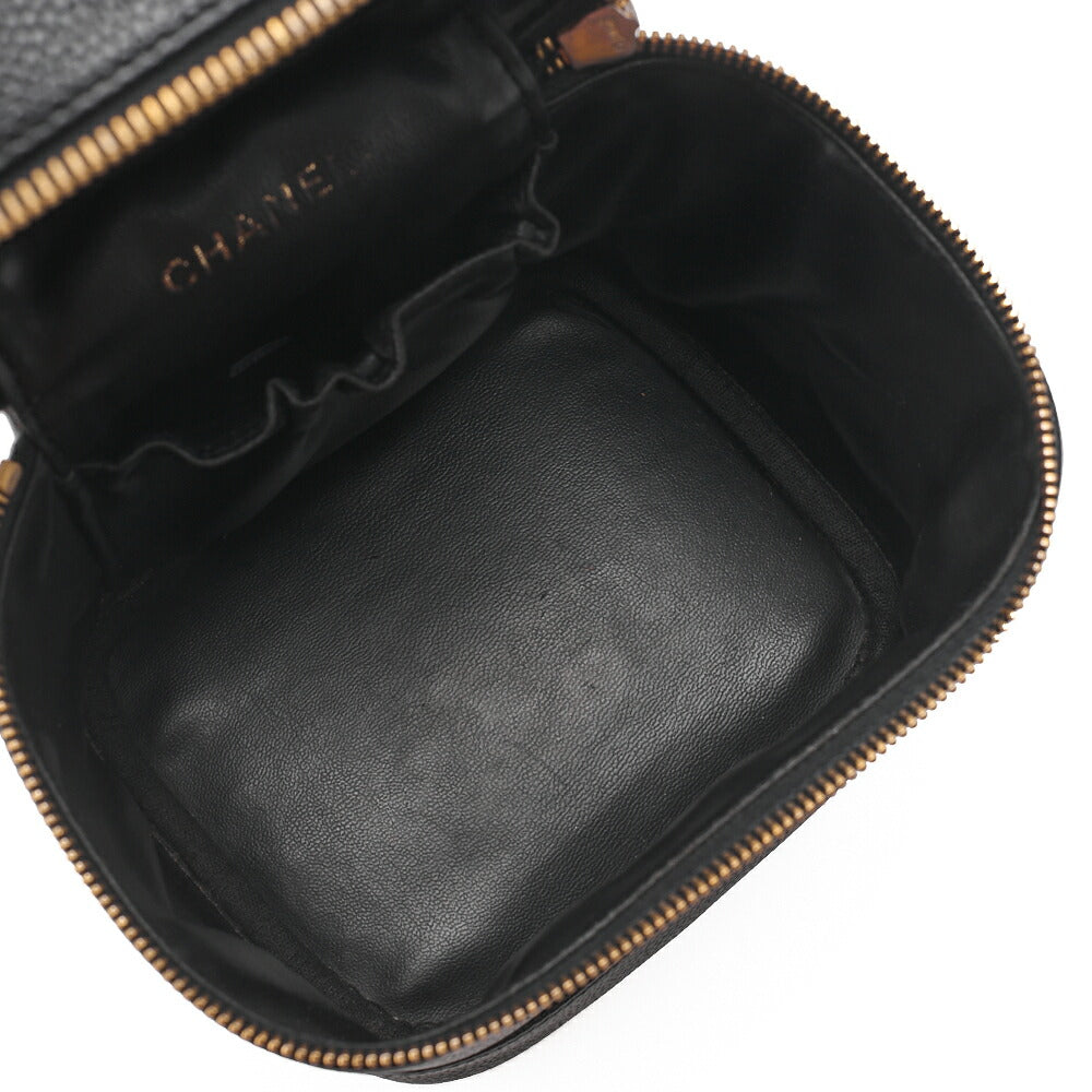 CHANEL Cocomark Vanity Handbag Caviar Skin Black Gold-Tone Hardware, Pre-Owned