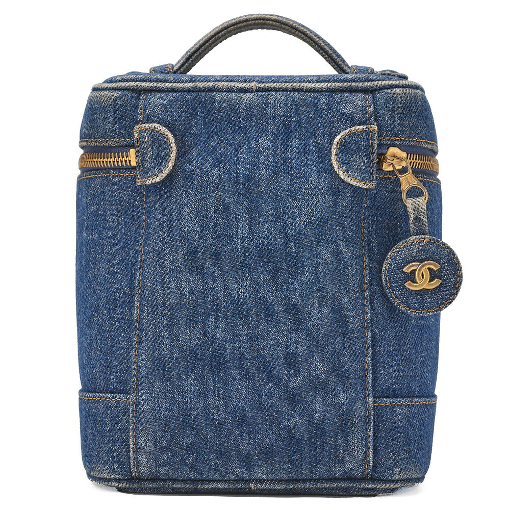 CHANEL Cocomark Vanity Handbag Denim Blue Gold-Tone Hardware, Pre-Owned