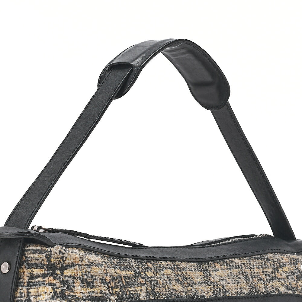 CHANEL Tweed x Leather Clover One Shoulder Bag Black x Multicolor Silver-Tone Hardware, Pre-Owned