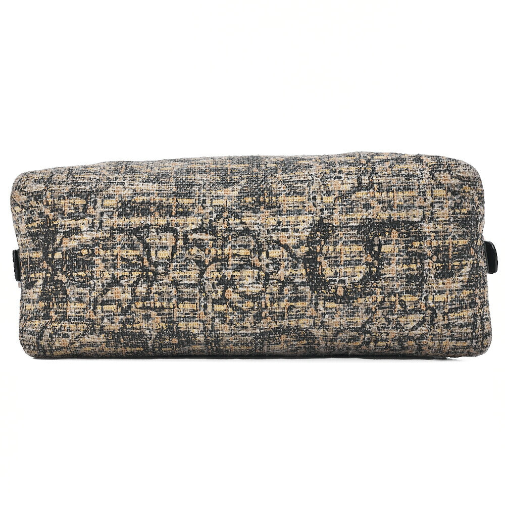 CHANEL Tweed x Leather Clover One Shoulder Bag Black x Multicolor Silver-Tone Hardware, Pre-Owned