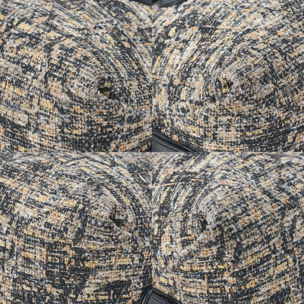 CHANEL Tweed x Leather Clover One Shoulder Bag Black x Multicolor Silver-Tone Hardware, Pre-Owned