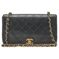 CHANEL Lambskin Matelasse Full Flap 23cm Chain Shoulder Black Gold-Tone Hardware, Pre-Owned