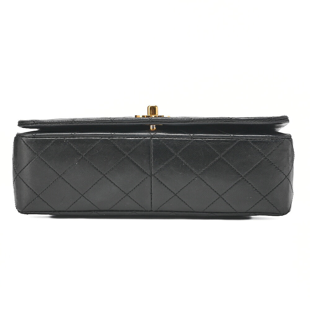 CHANEL Lambskin Matelasse Full Flap 23cm Chain Shoulder Black Gold-Tone Hardware, Pre-Owned