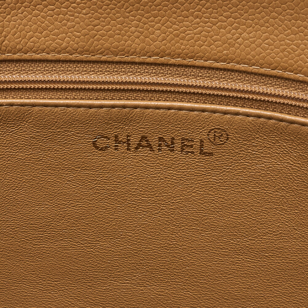 CHANEL Big Coco Mark Tote Bag Caviar Skin Beige Gold-Tone Hardware, Pre-Owned