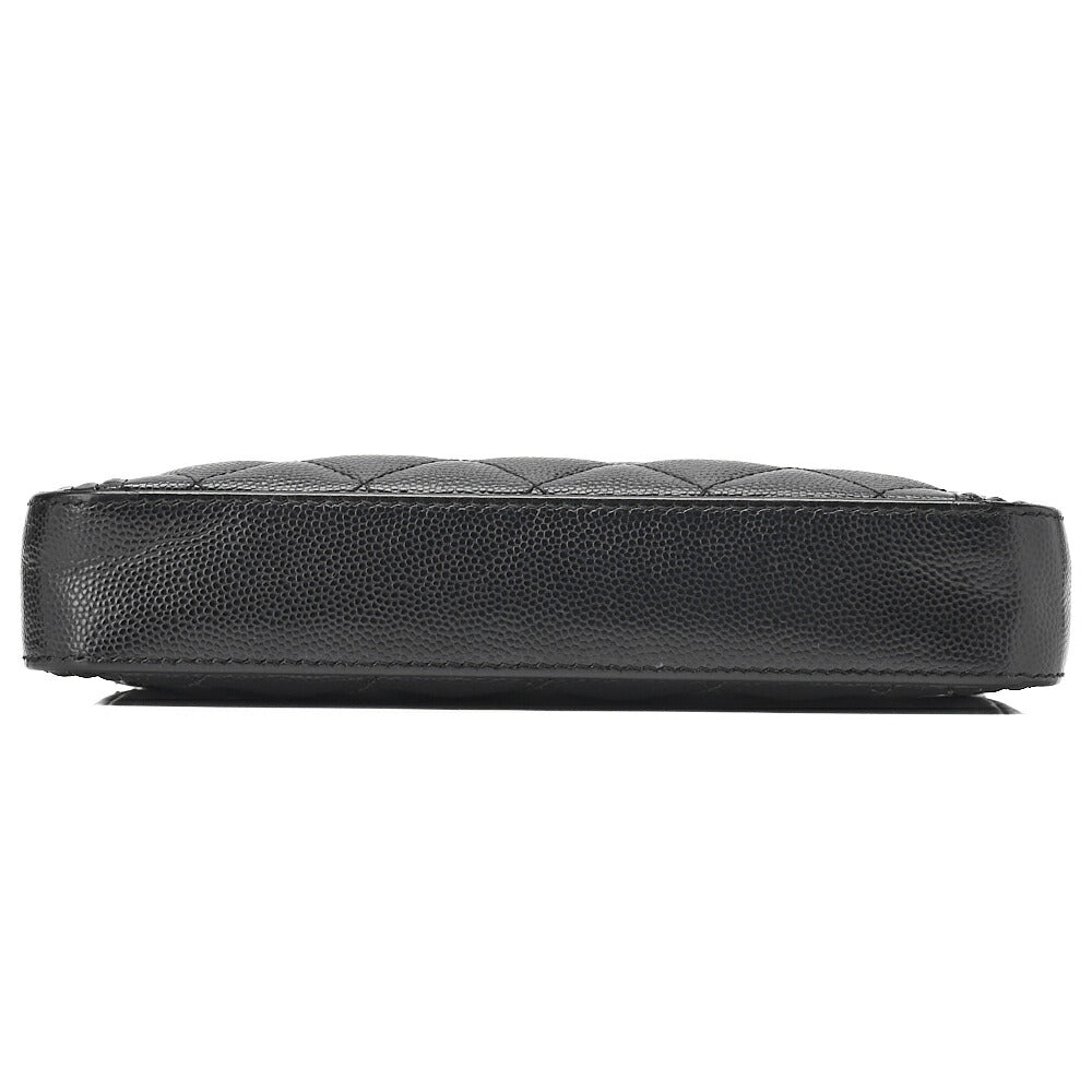 CHANEL Boy Chanel Matelasse Chain Wallet Caviar Skin Black Silver-Tone Hardware, Pre-Owned