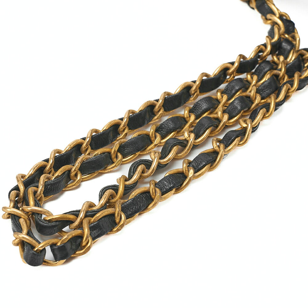 CHANEL Matelasse Double Flap 23cm Chain Shoulder Lambskin Black Gold-Tone Hardware, Pre-Owned