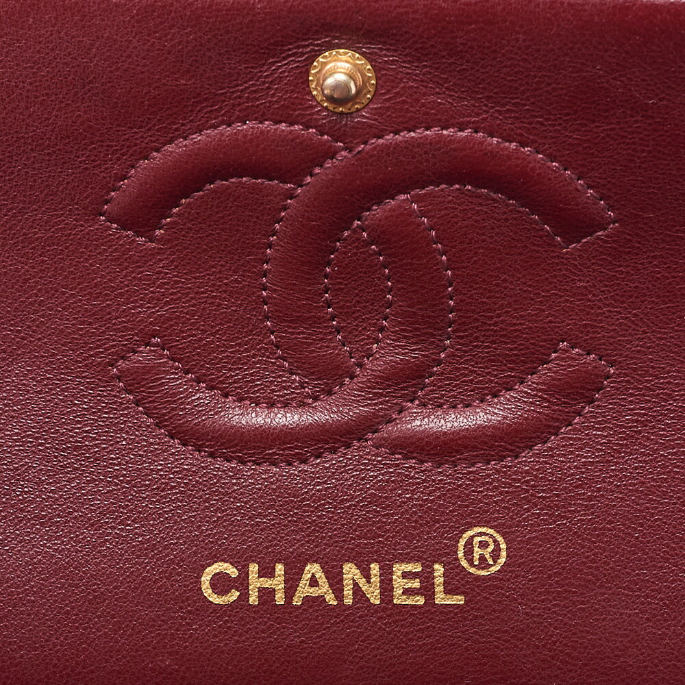 CHANEL Matelasse Double Flap 23cm Chain Shoulder Lambskin Black Gold-Tone Hardware, Pre-Owned