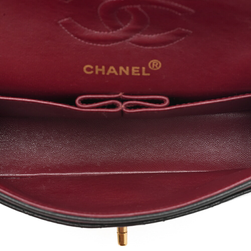 CHANEL Matelasse Double Flap 23cm Chain Shoulder Lambskin Black Gold-Tone Hardware, Pre-Owned