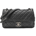 CHANEL Caviar Skin Matelasse 25cm Single Flap Chain Shoulder Black Silver-Tone Hardware, Pre-Owned